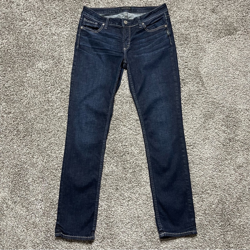 Silver Jeans Co. Elyse Straight Dark Wash Curvy Fit Denim W30 L32